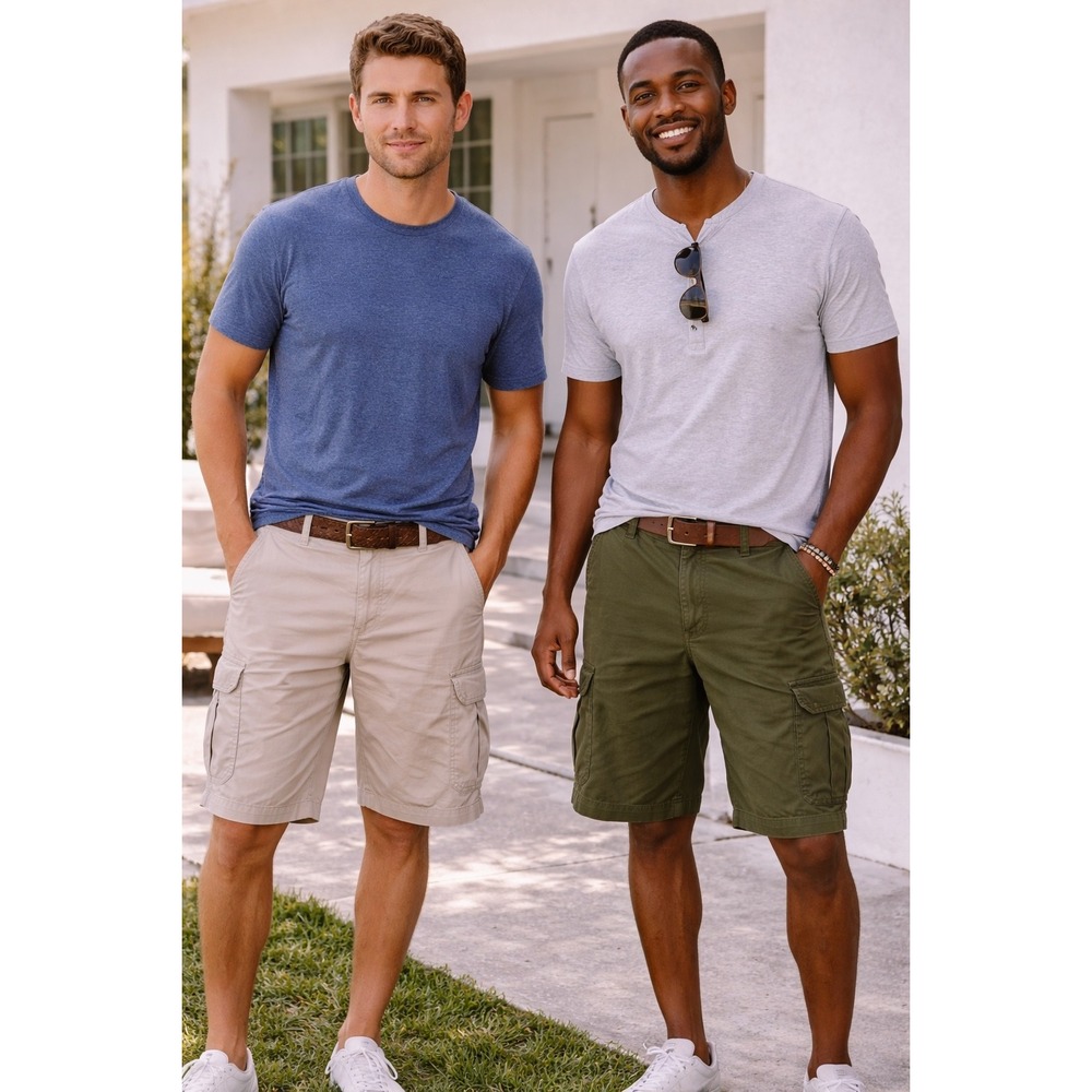 Big Dogs Mens 3X Cargo Shorts Bundle 2pk Olive Green Khaki Tan Cotton Ripstop